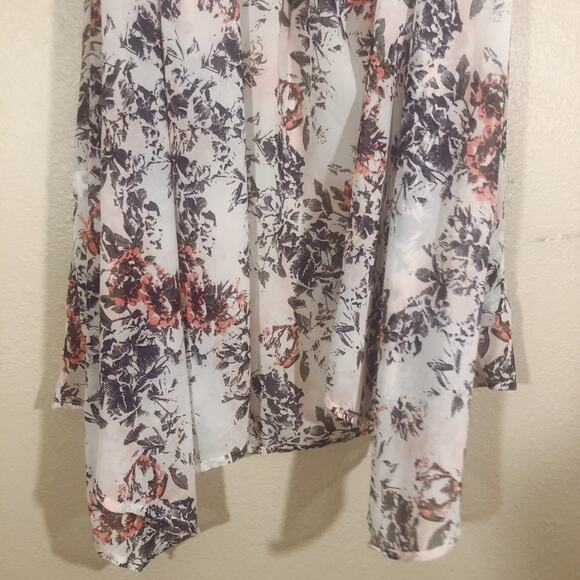Nordstrom Wild Pearl White Tone Lightweight Floral Print Kimono Cardigan XS - Picture 3 of 10